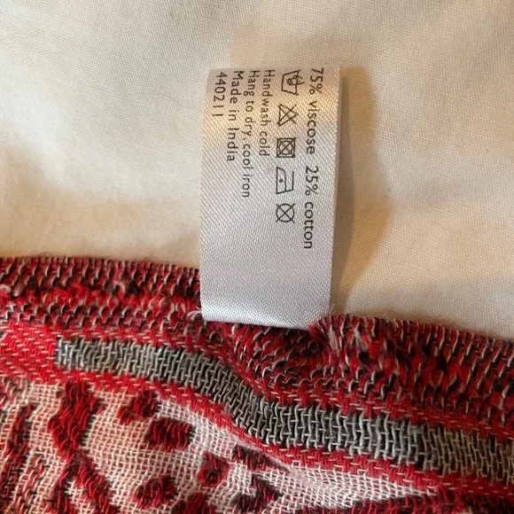 Pretty boho style red and black John Lewis shawl/wrap. Easy to dress up or down! - Picture 3 of 9